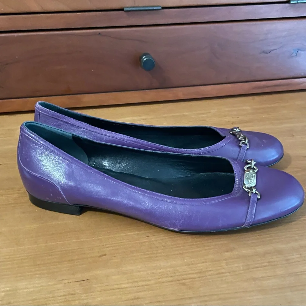 Vintage GUCCI Purple Leather Ballet Flats - 40C - Picture 14 of 15